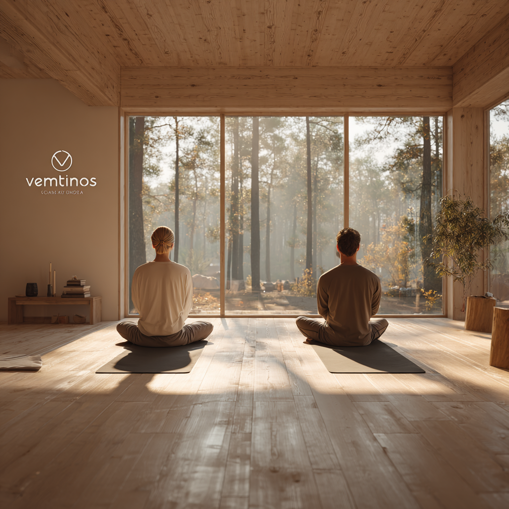 Жена практикува дихателни упражнения — пранаяма техники за баланс